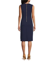 Investments Sleeveless Square Neck Faux Wrap Ruffle Sheath Dress