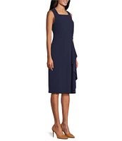 Investments Sleeveless Square Neck Faux Wrap Ruffle Sheath Dress