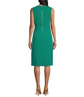 Investments Sleeveless Square Neck Faux Wrap Ruffle Sheath Dress