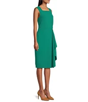 Investments Sleeveless Square Neck Faux Wrap Ruffle Sheath Dress