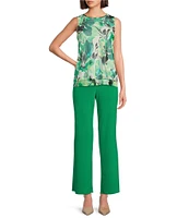 Investments Soft Separates Abstract Floral Mesh Crew Neck Tank Top