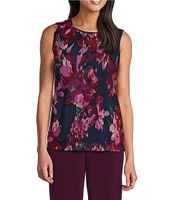 Investments Soft Separates Floral Mesh Crew Neck Tank Top