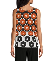 Investments Soft Separates Light Honeycomb Border Reversible Scoop to Crew Neck Sleeveless Top