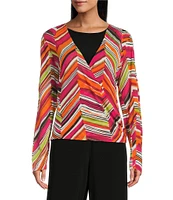 Investments Soft Separates Multi Broken Chevron Long Sleeve Coordinating Topper
