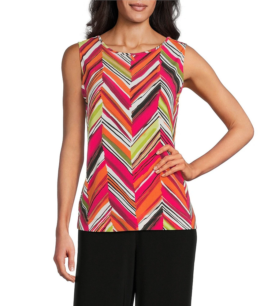 Investments Soft Separates Multi Broken Chevron Reversible Crew to Scoop Neck Sleeveless Top
