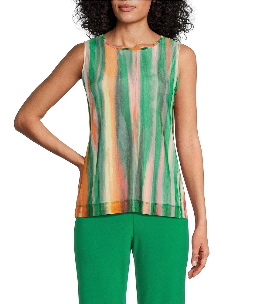 Investments Soft Separates Watercolor Wash Mesh Crew Neck Tank Top