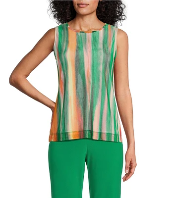 Investments Soft Separates Watercolor Wash Mesh Crew Neck Tank Top