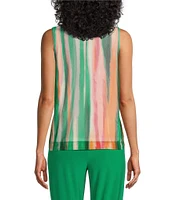 Investments Soft Separates Watercolor Wash Mesh Crew Neck Tank Top