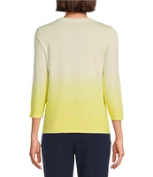 Investments Ombre 3/4 Sleeve Crew Neck Top