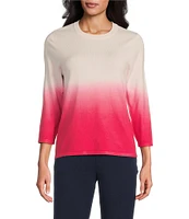 Investments Ombre 3/4 Sleeve Crew Neck Top