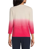 Investments Ombre 3/4 Sleeve Crew Neck Top