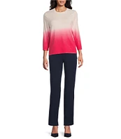 Investments Ombre 3/4 Sleeve Crew Neck Top