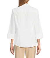 Investments Taylor Gold Label Non-Iron Hydrangea 3/4 Sleeve Button Front Shirt