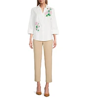 Investments Taylor Gold Label Non-Iron Hydrangea 3/4 Sleeve Button Front Shirt
