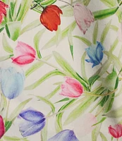 Investments Taylor Gold Label Non-Iron Tulip Garden 3/4 Sleeve Button Front Shirt