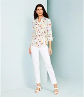 Investments Taylor Gold Label Non-Iron Tulip Garden 3/4 Sleeve Button Front Shirt
