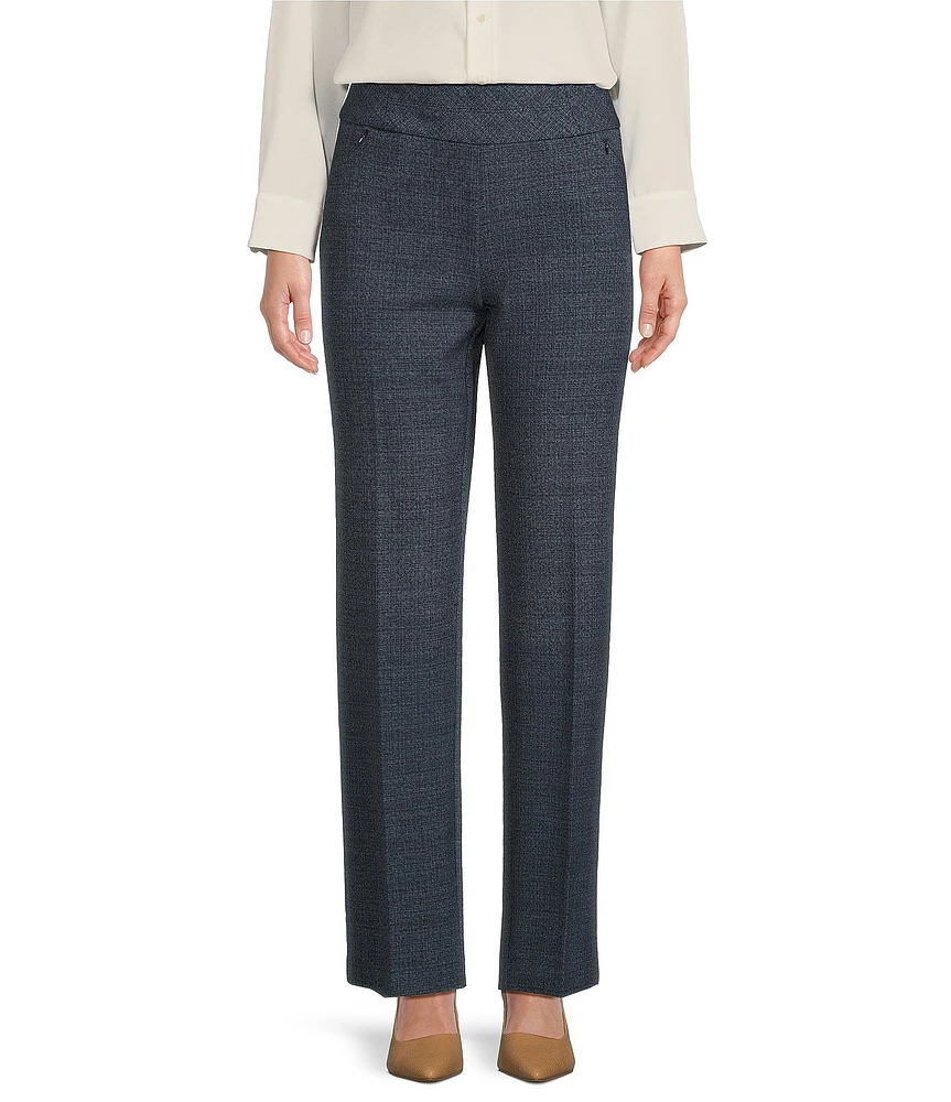 Investments the PARK AVE fit Scratch Print Stretch Front Pocketed Tummy Control Straight Leg Pants