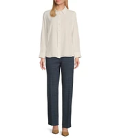 Investments the PARK AVE fit Scratch Print Stretch Front Pocketed Tummy Control Straight Leg Pants