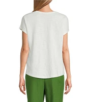 Investments Wispy Leaf Short Sleeve Novelty Crew Neck Top