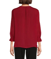 Investments Woven 3/4 Sleeve Keyhole Crew Neck Top