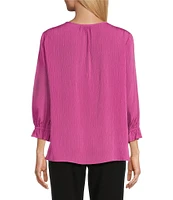 Investments Woven 3/4 Sleeve Keyhole Crew Neck Top