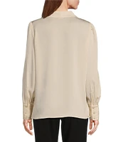 Investments Woven Audrey Long Sleeve Cowl Neck Button Detail Top