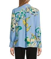 Investments Woven Divine Floral Long Sleeve V-Neck Top