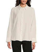 Investments Woven Bailey Long Sleeve Button Front Point Collar Blouse