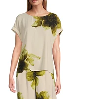 Investments Woven Short Cuff Sleeve Novelty Top