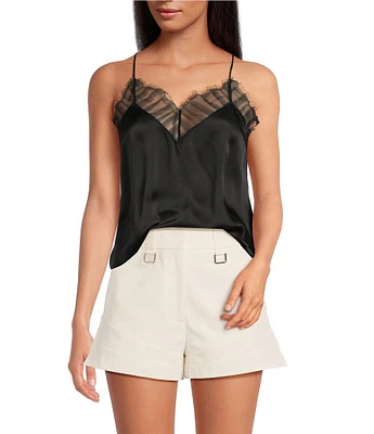 IRO Berwyn Silk V-Neck Lace Sleeveless Top