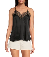 IRO Berwyn Silk V-Neck Lace Sleeveless Top