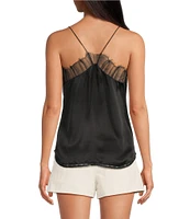 IRO Berwyn Silk V-Neck Lace Sleeveless Top