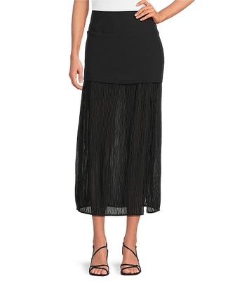 IRO Cinna Woven Pleated Side Slit Midi Skirt