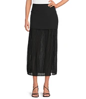 IRO Cinna Woven Pleated Side Slit Midi Skirt