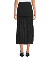 IRO Cinna Woven Pleated Side Slit Midi Skirt