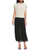 IRO Cinna Woven Pleated Side Slit Midi Skirt