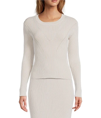 IRO Cleona Ribbed Knit Crew Neck Long Sleeve Coordinating Top