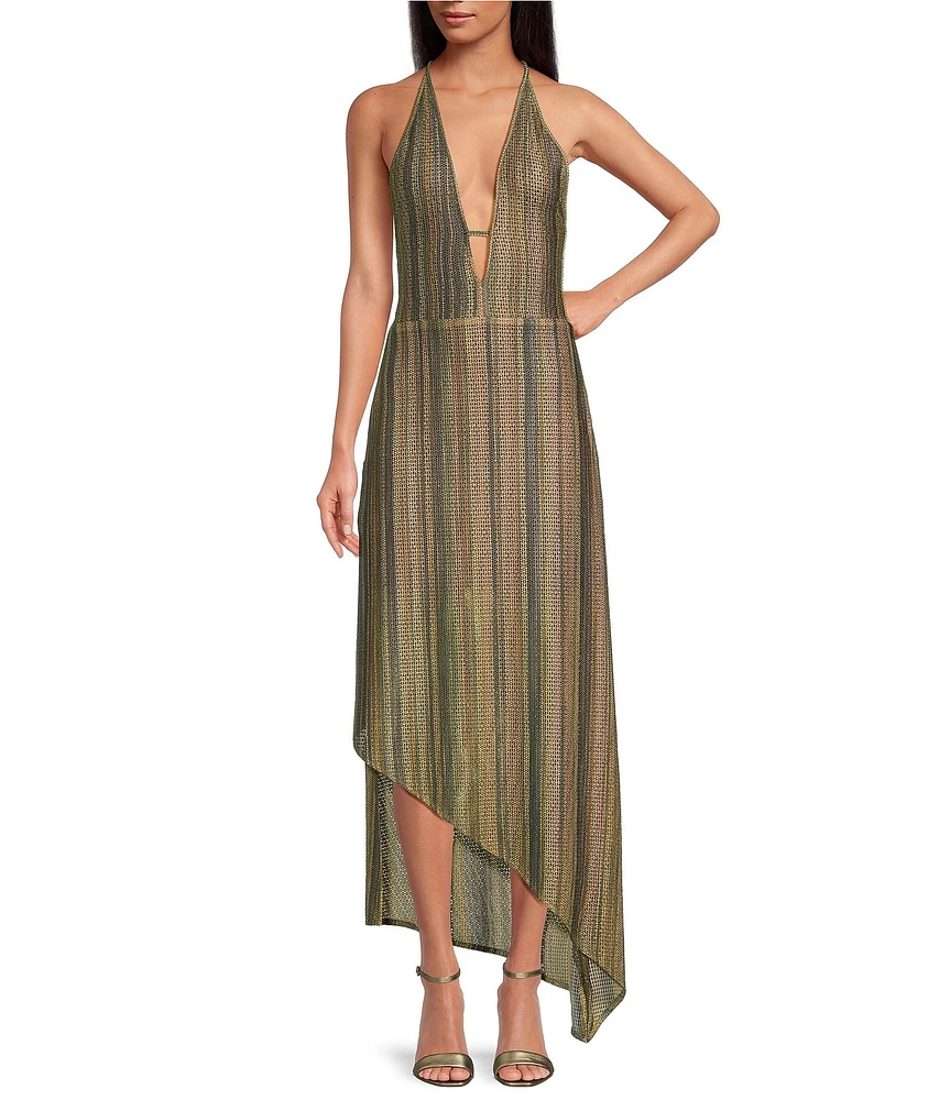 IRO Emman Woven V-Neck Sleeveless Asymmetrical Midi Dress