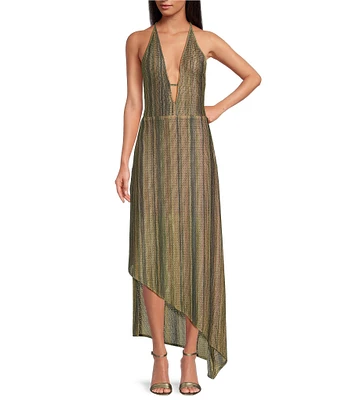IRO Emman Woven V-Neck Sleeveless Asymmetrical Midi Dress