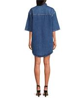IRO Esmar Denim Collar Neck Elbow Sleeve Shirt Dress