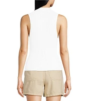 IRO Kenzie Ribbed Knit V-Neck Sleeveless Polo Top