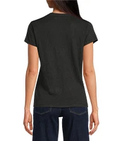 IRO Linen Knit V-Neck Short Sleeve Tee Shirt