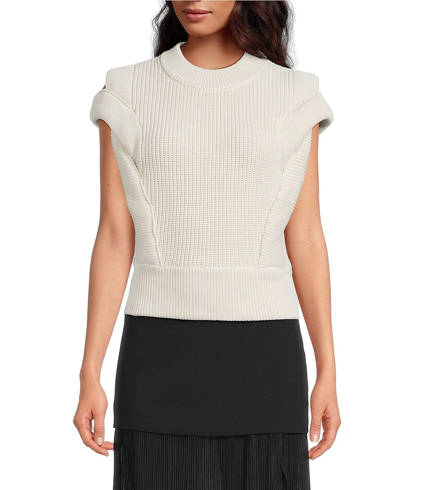 IRO Nash Knit Crew Neck Cross Cap Sleeve Sweater