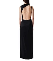 IRO Ruina Woven Sweetheart Neck Sleeveless Asymetrical Shoulder Side Slit Dress