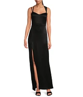 IRO Ruina Woven Sweetheart Neck Sleeveless Asymetrical Shoulder Side Slit Dress