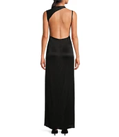 IRO Ruina Woven Sweetheart Neck Sleeveless Asymetrical Shoulder Side Slit Dress