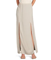 IRO Siqua Mid Rise Front Slit Straight Maxi Skirt