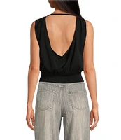 IRO Ulzie Knit Boat Neck Sleeveless Cowl Back Sheer Panel Top