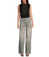 IRO Ulzie Knit Boat Neck Sleeveless Cowl Back Sheer Panel Top