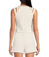 IRO Ziona V-Neck Sleeveless Woven Shoulder Top